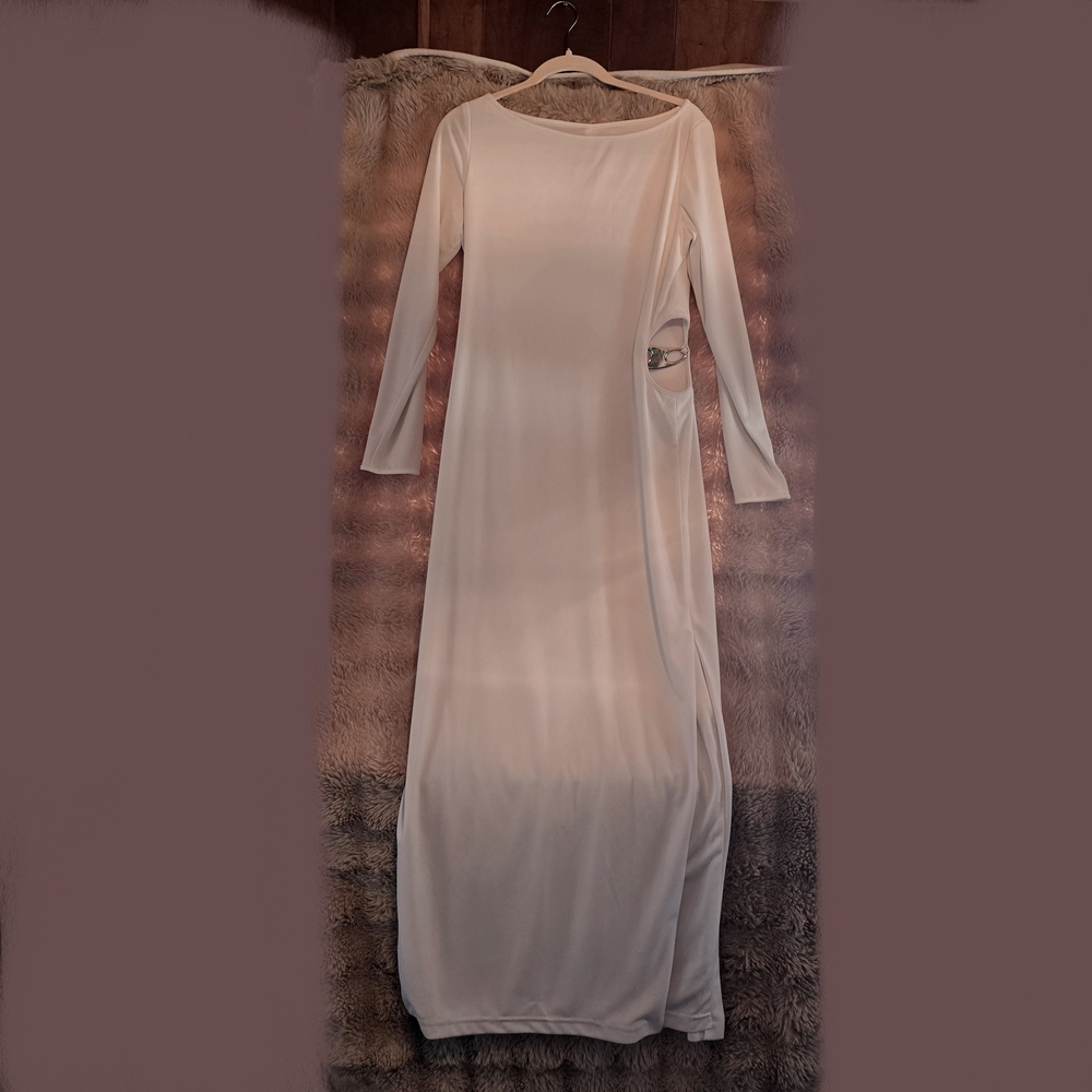 Elegant Long Sleeve white Dress